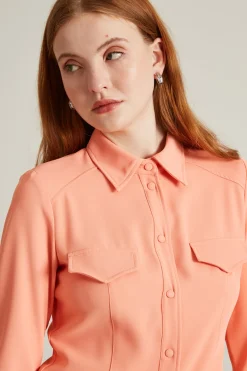 Camicia fluida in crépe - Salmone