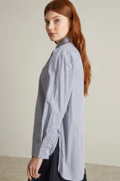 Camicia in bastonetto a righe - Blu Bianco