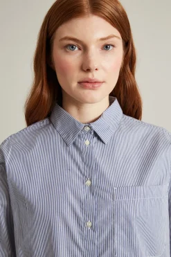 Camicia in bastonetto a righe - Blu Bianco