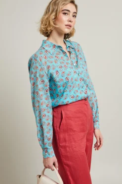 Camicia in cotone - Azzurro Rosso