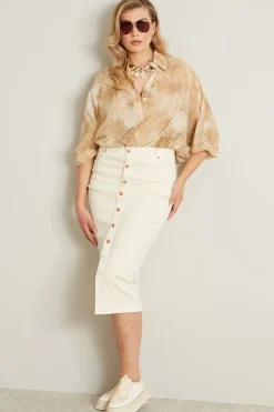 Camicia in cotone e seta - Beige