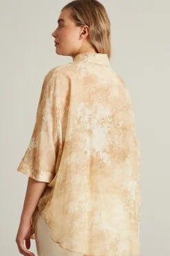 Camicia in cotone e seta - Beige