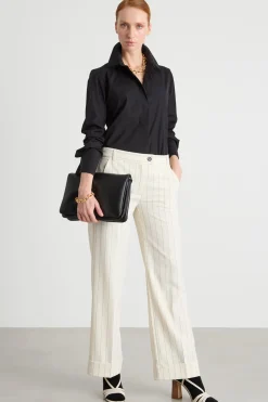Camicia in crepe con spacchi - Nero