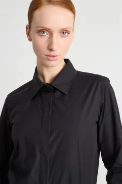 Camicia in crepe con spacchi - Nero