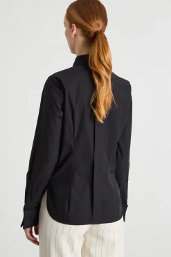 Camicia in crepe con spacchi - Nero