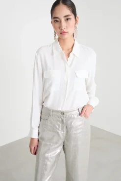 Camicia in crepe de chine - Bianco
