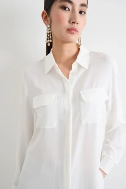 Camicia in crepe de chine - Bianco
