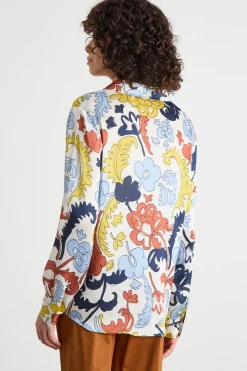 Camicia in creponne - Blu Giallo Marrone