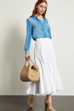 Camicia in crépe de chine - Azzurro Bianco