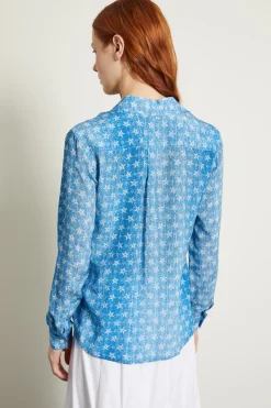 Camicia in crépe de chine - Azzurro Bianco