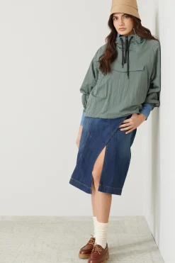 Camicia in denim con arricciatura - Azzurro Denim