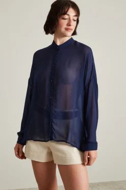 Camicia in georgette - Blu