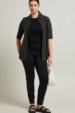 Camicia in jersey a righe - Nero Bianco