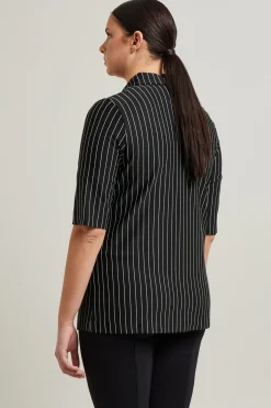 Camicia in jersey a righe - Nero Bianco