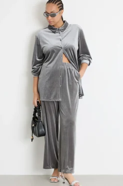 Camicia in jersey di velluto - Grigio