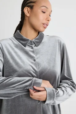 Camicia in jersey di velluto - Grigio