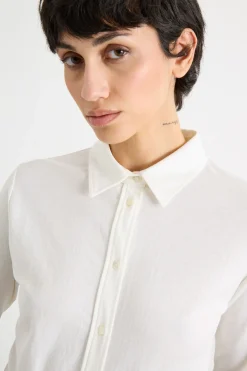 Camicia in jersey piqué - Bianco