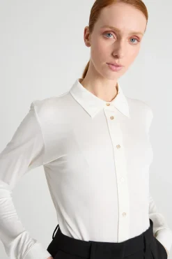 Camicia in jersey piqué - Bianco