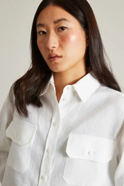 Camicia in lino con taschini - Bianco