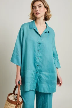 Camicia in lino - Turchese