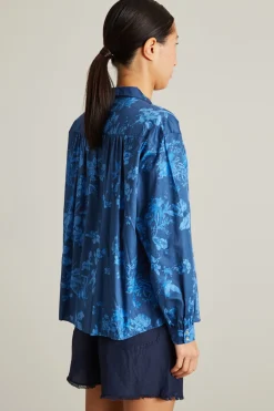 Camicia in mussola con foulard - Blu