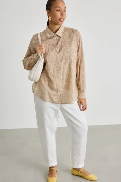 Camicia in mussola stampata - Beige