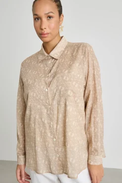 Camicia in mussola stampata - Beige