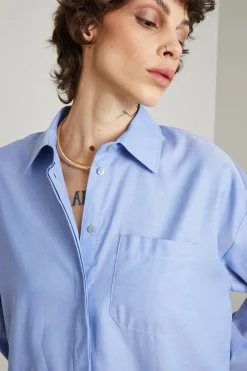 Camicia in oxford con taschino - Azzurro Polvere