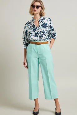 Camicia in popeline a fantasia - Bianco Blu