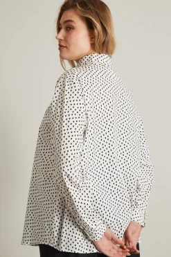 Camicia in popeline a fantasia - Bianco Nero