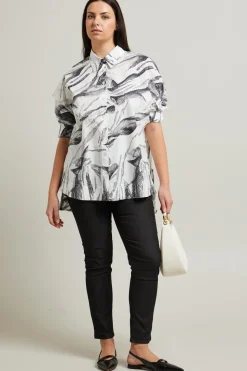 Camicia in popeline - Bianco Nero