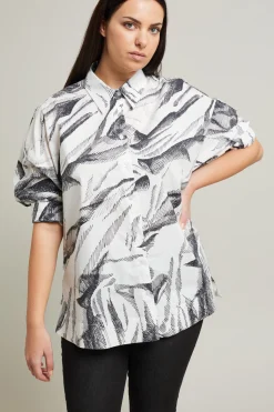 Camicia in popeline - Bianco Nero