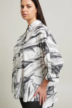 Camicia in popeline - Bianco Nero