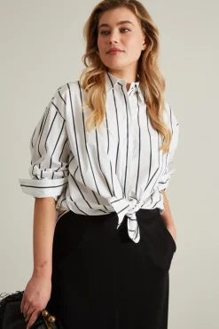 Camicia in popeline - Bianco Nero