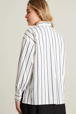 Camicia in popeline - Bianco Nero