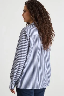 Camicia in popeline - Blu Bianco