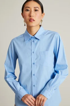 Camicia in popeline - Celeste