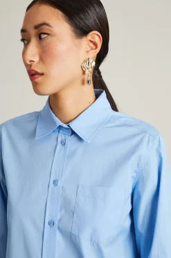Camicia in popeline - Celeste