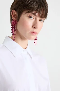 Camicia in popeline con cintura - Bianco