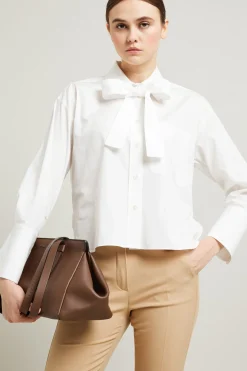 Camicia in popeline con foulard - Bianco