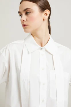 Camicia in popeline con foulard - Bianco