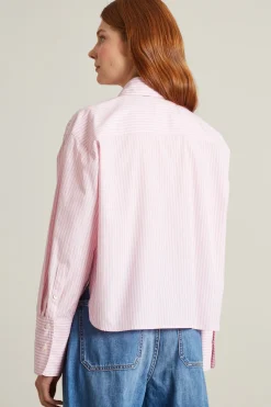 Camicia in popeline con foulard - Rosa Bianco