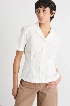 Camicia in popeline con pinces - Bianco