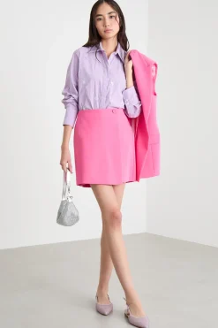 Camicia in popeline con ricami - Lilla