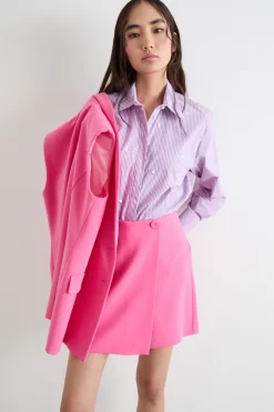 Camicia in popeline con ricami - Lilla