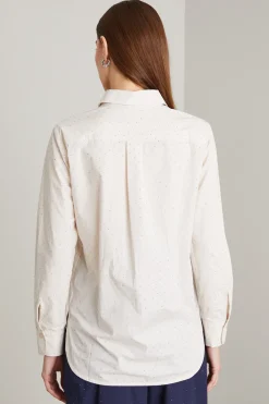 Camicia in popeline con strass - Bianco