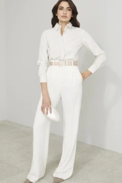 Camicia in popeline con strass - Bianco