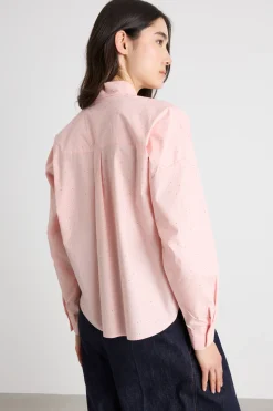 Camicia in popeline con strass - Rosa