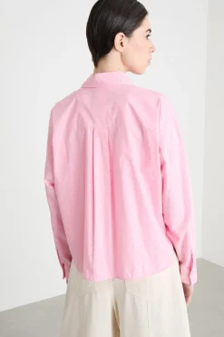 Camicia in popeline con strass - Rosa