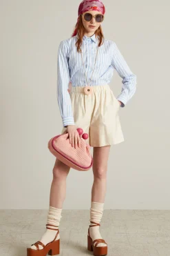 Camicia in popeline con taschino - Azzurro Bianco